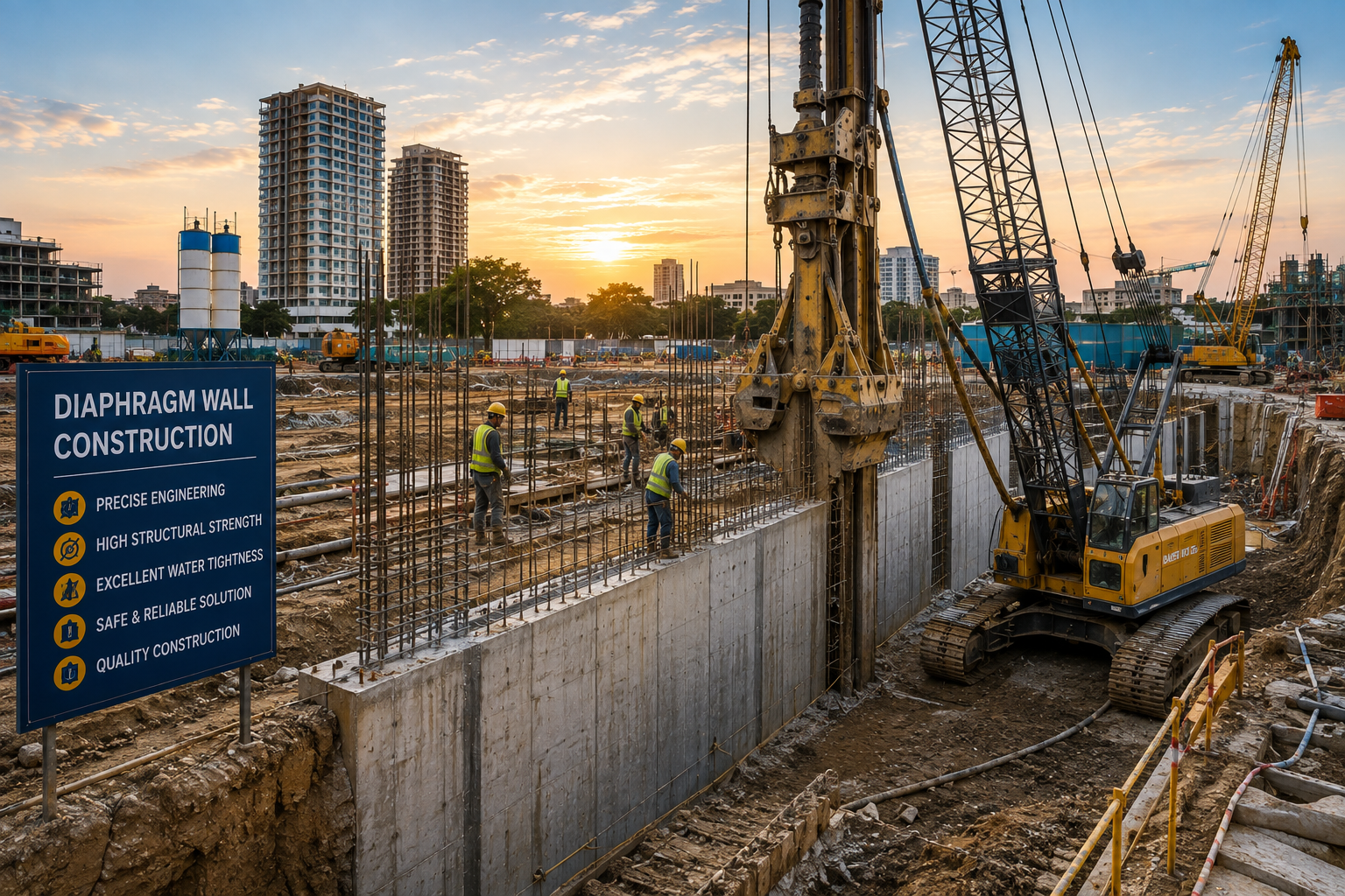 Diaphragm wall construction work